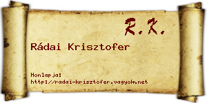 Rádai Krisztofer névjegykártya